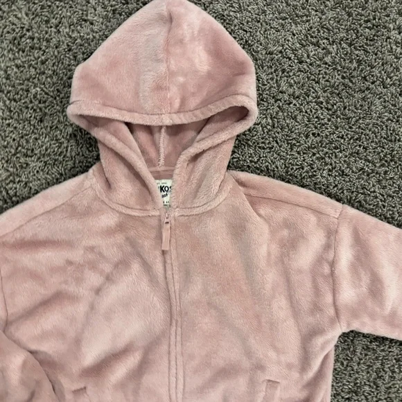 Girls OshKosh B'gosh light pink Blush Fleece zip up hoodie, size 10 - Picture 3 of 9